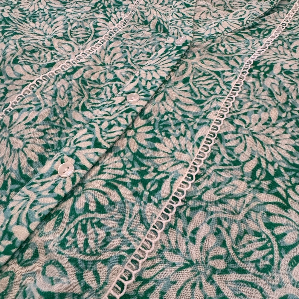 Zara Green Ivory Floral Tunic Dress XL - Picture 9 of 11